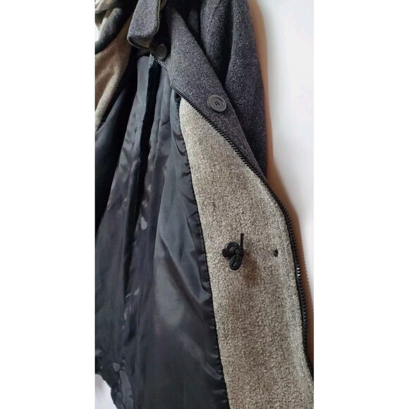 London Fog Women's‎ 100% Wool Grey Coat Hood Sz XL Square Pockets Lined Full Zip - Picture 4 of 16